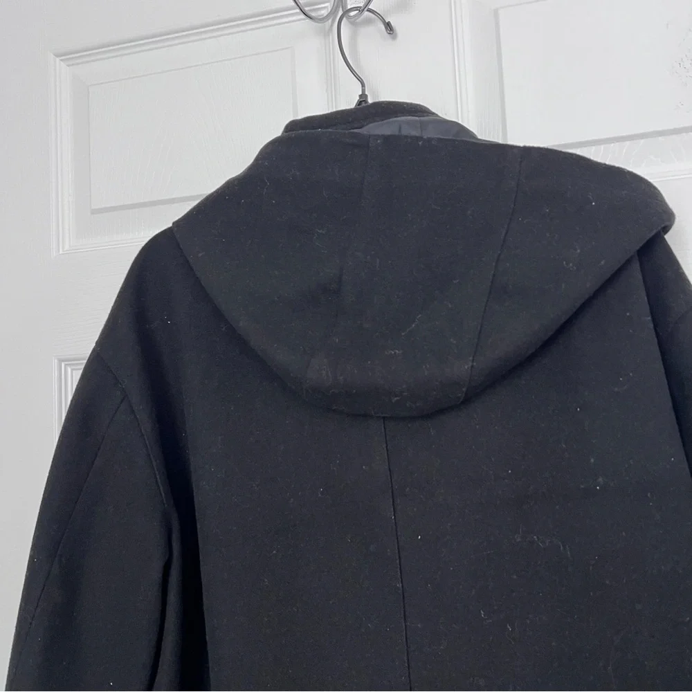 DKNY Men's Sleek Black Overcoat Top Coat Wool Blend